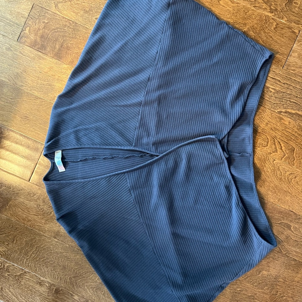 Blue Free People Ribbed Cardigan